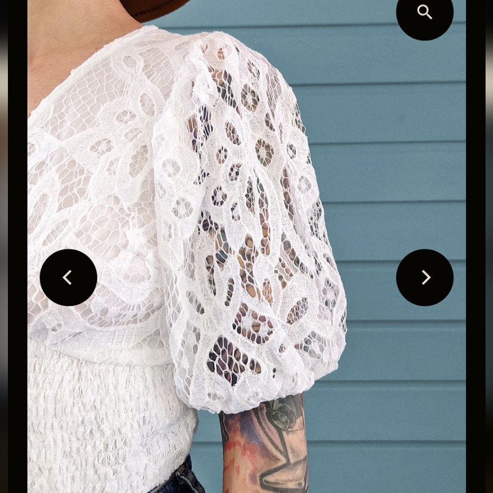 Band Of The Free White Lace Tie-Front Top NWT Crop Top Lace Small - Picture 7 of 10